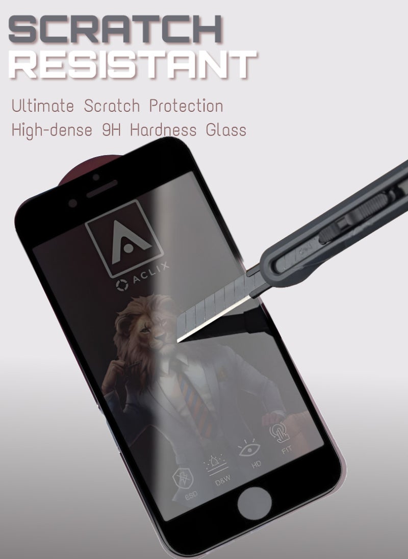 2 Pieces Antistatic ESD Dustproof Premium Quality High Definition Anti-Spy Privacy Tempered Glass Screen Protector Designed For  iPhone 8