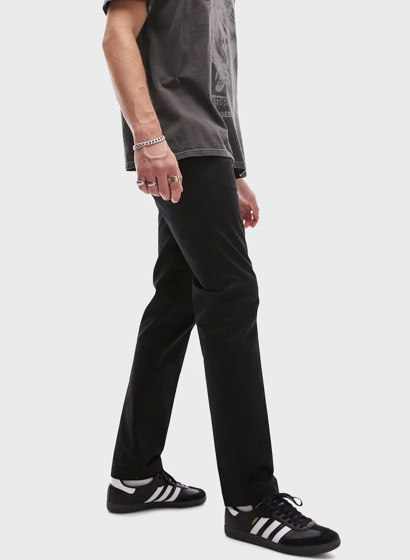 TOPMAN Topman Slim Smart Chino Trousers In Black