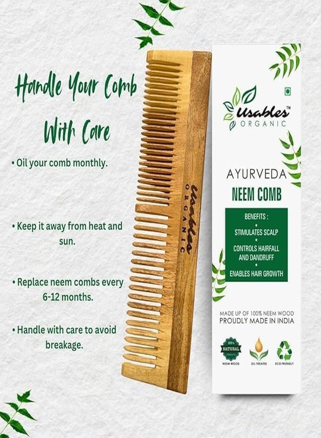 Usables ORGANIC Neem Wooden Comb Set for Women & Men | Wooden combs combo Hair Comb Set | Kachi neem comb for Women for Hair Growth | Dandruff remover comb Neem Wood Kangi for Hair (Pack of 3) - Image 4