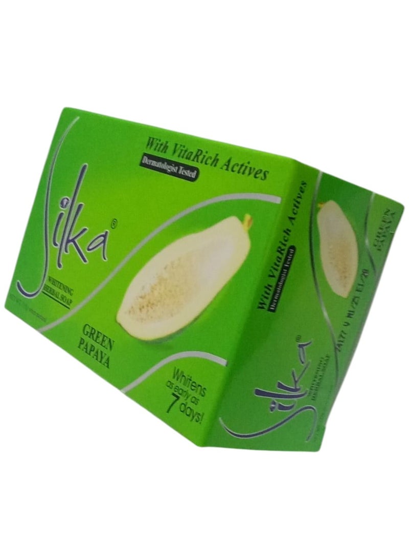 Silka Green Papaya Whitening Soap Made in the Philippines 135g  - Image 2
