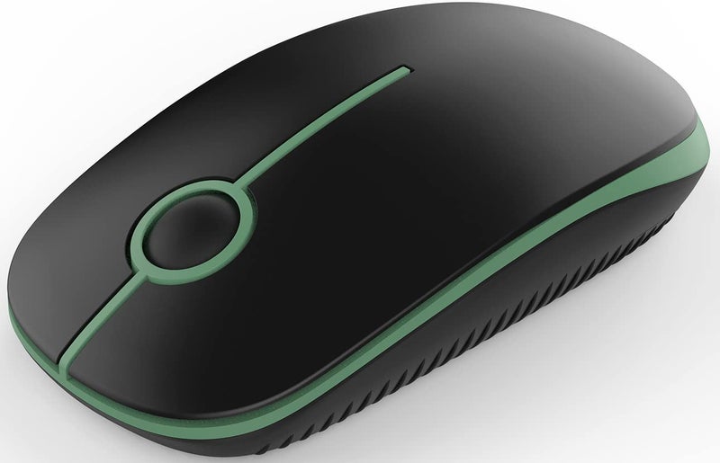 VssoPlor Wireless Mouse, 2.4G Slim Portable Computer Laptop Mouse with Nano Receiver Quiet Silent Optical Mice for Notebook, PC, Laptop, Computer-Black and Green - Image 1