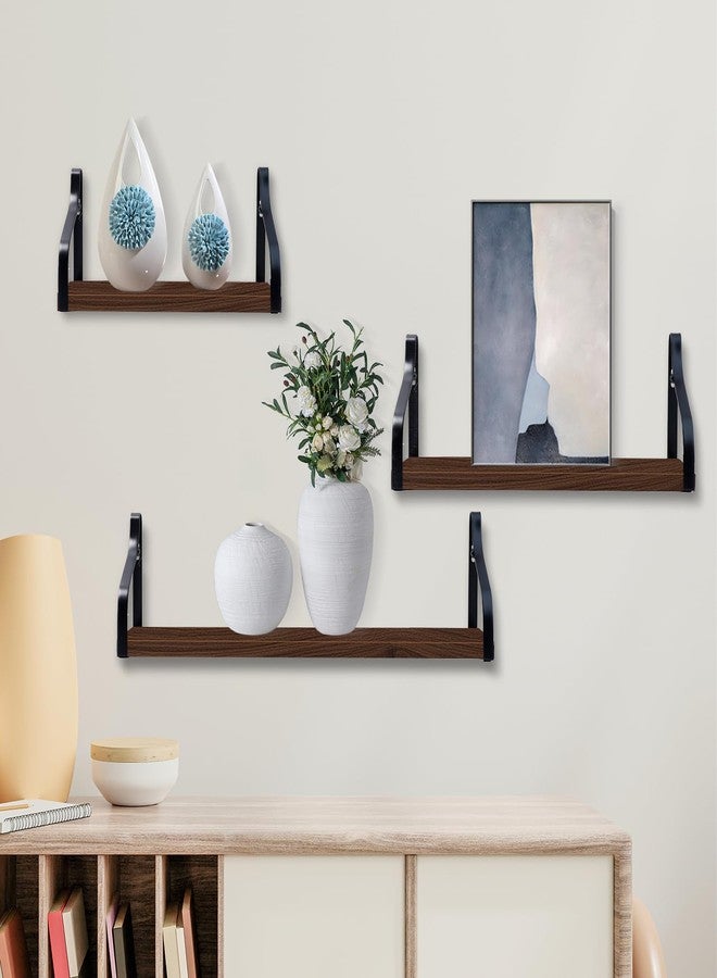 Loccmat Rustic Floating Shelves,Different Sizes Wood Wall Shelves,Decorative Wall Mounted Storage Shelve,Rustic Wood Storage Shelve for Kitchen, Bedroom,Office,Living Room,Home Decor(Set of 3) - Image 5