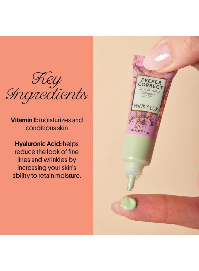 Winky Lux Peeper Correct Green Color Corrector - Neutralizes Redness, Smooth & Even Complexion Hydrating Formula With Vitamin E & Hyaluronic Acid - Tinted Creamy Color Corrector, Vegan & Cruelty Free - Image 4