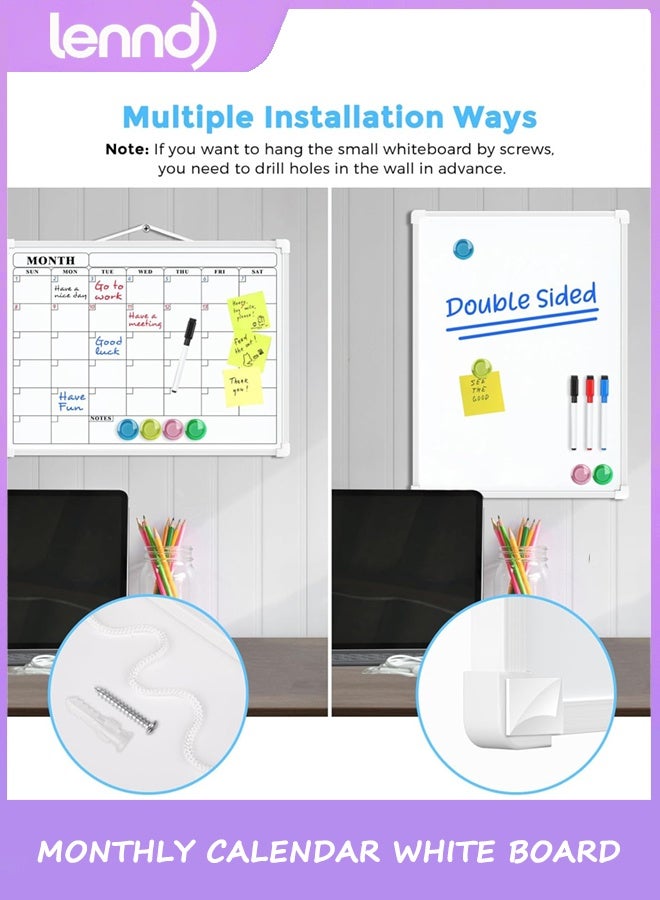 لينند التقويم الشهري الجاف مسح المجلس للجدار ، 40cm * 30cm صغير معلق مزدوج الجانب لوحة بيضاء ، لوحة بيضاء محمولة للتخطيط ، الرسم ، المذكرة ، للقيام بقائمة ، المدرسة ، المنزل ، المطبخ ، المكتب - Image 5
