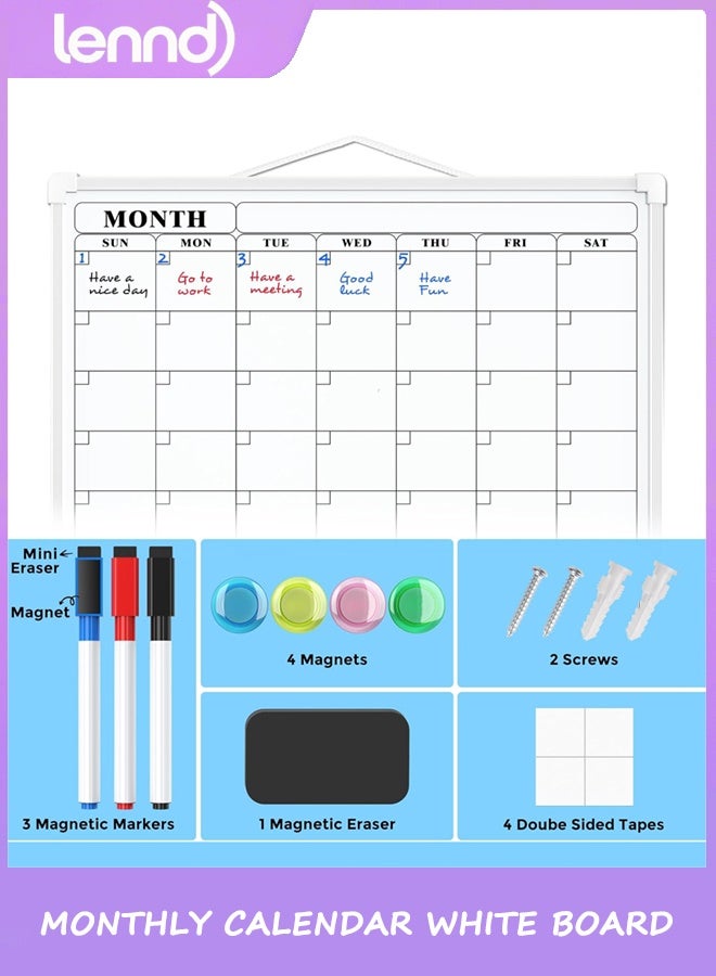 لينند التقويم الشهري الجاف مسح المجلس للجدار ، 40cm * 30cm صغير معلق مزدوج الجانب لوحة بيضاء ، لوحة بيضاء محمولة للتخطيط ، الرسم ، المذكرة ، للقيام بقائمة ، المدرسة ، المنزل ، المطبخ ، المكتب - Image 4