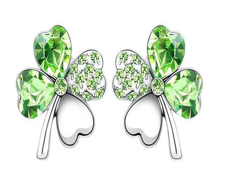 KINFENE Lucky Crystal Four Leaf Clover Stud Earrings - Image 4