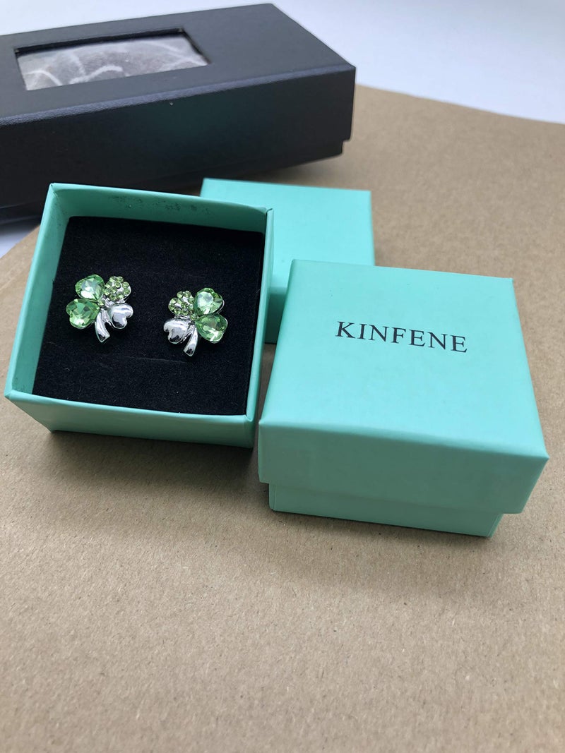 KINFENE Lucky Crystal Four Leaf Clover Stud Earrings - Image 3