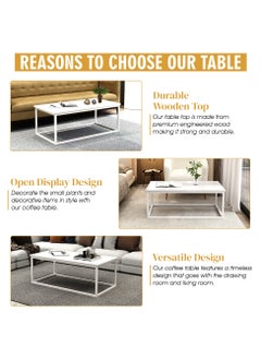RIGID Steel Coffee Table White 45x120x60cm  - Image 3