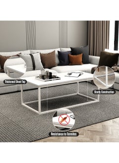 RIGID Steel Coffee Table White 45x120x60cm  - Image 5