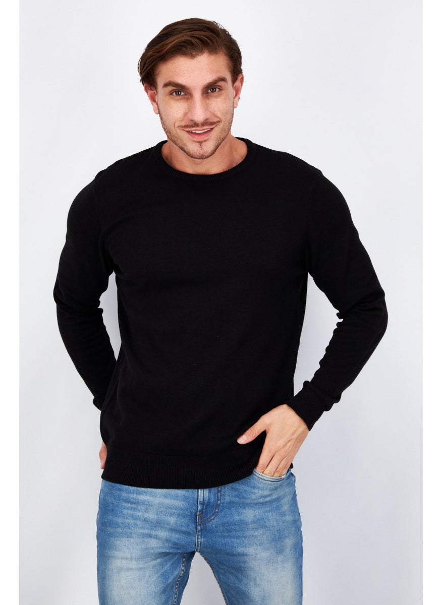 Men Crew Neck Plain Long Sleeves Sweatshirt, Black - pzsku/Z5345861809308C302268Z/45/_/1726108893/e78e5ba3-0b54-4dfb-90f7-5945475e5510