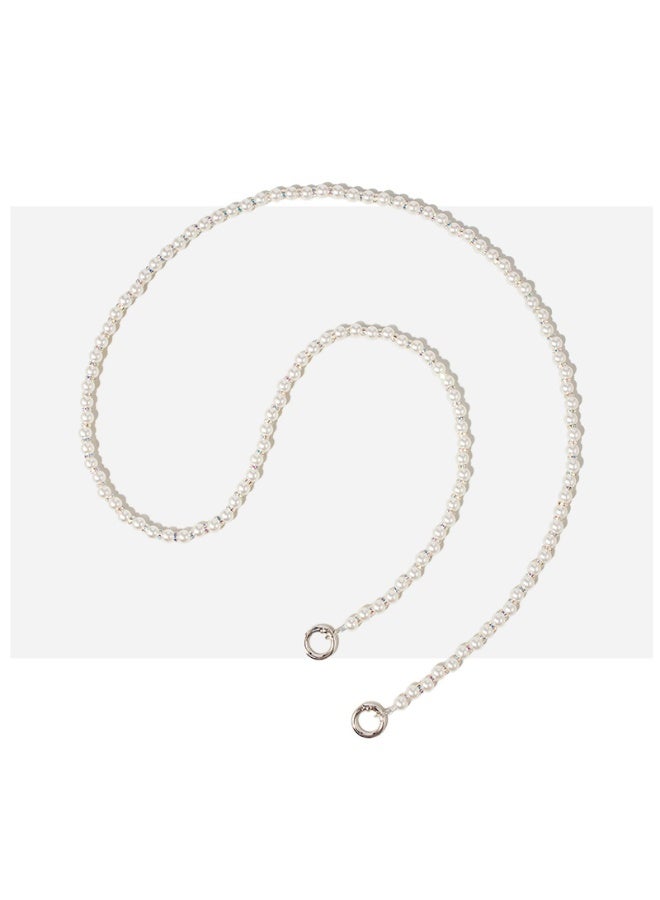 NIBEMINENT Beaded Phone Lanyard, Anti Lost Removable Wrist Strap, Love Heart Neck Chain Bracelet Pendant, Phone Keychain Lanyard, White