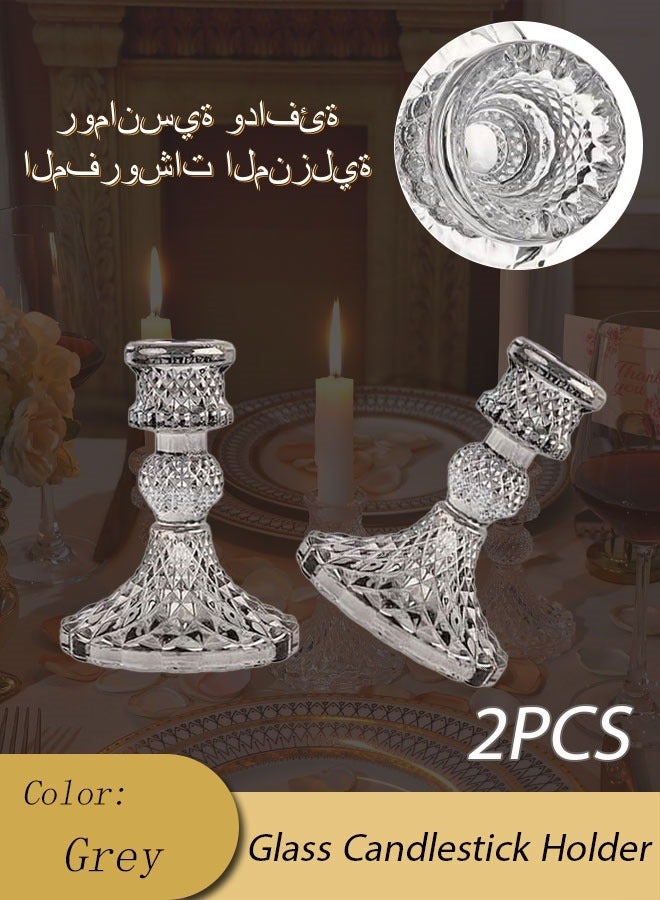 Glass Candlestick Holders Clear Glass Taper Candle Holder Elegant Crystal Candle Holders for Table Centrepieces for Dining Living Room Wedding Party - Image 1