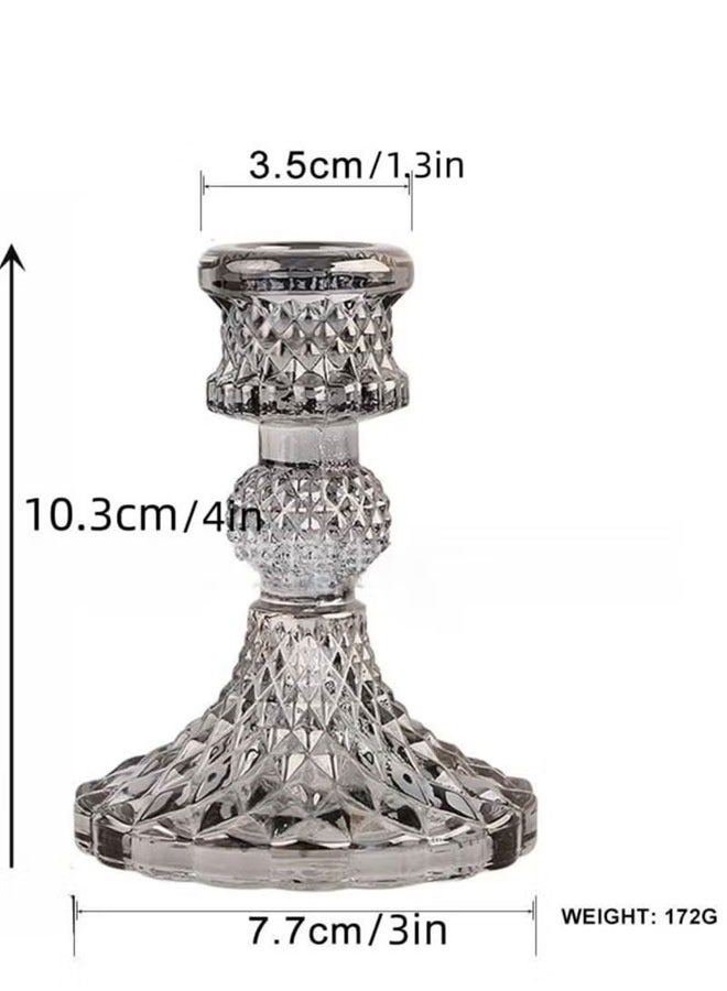 Glass Candlestick Holders Clear Glass Taper Candle Holder Elegant Crystal Candle Holders for Table Centrepieces for Dining Living Room Wedding Party - Image 2