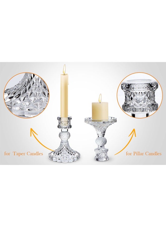 Glass Candlestick Holders Clear Glass Taper Candle Holder Elegant Crystal Candle Holders for Table Centrepieces for Dining Living Room Wedding Party - Image 4