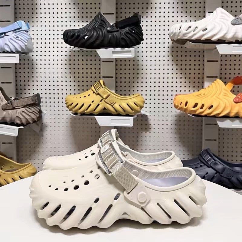 Bobo Croc Shoes Men'S Outdoor Beach Shoes Baotou Slippers Women'S Shoes Couple Shoes | 207937 Cement Gray Yellow - Image 2