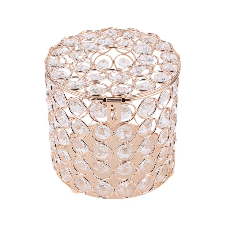 Round Tissue Box Cover Crystal Toilet Paper Roll Holder Decorative for Bathroom Toilet Living Room Table Desk Office Home Car