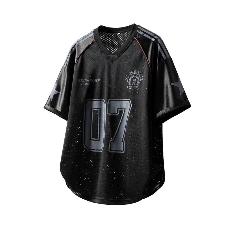 American Football Breathable Jersey Printed Mesh Large Size Short-Sleeved Shirt For Men - Image 1