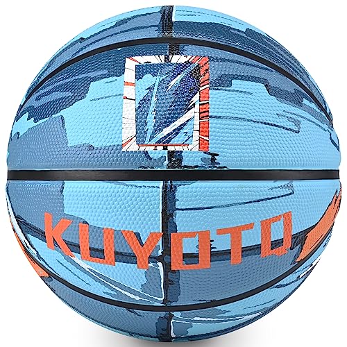 KUYOTQ Blue Armor Graffiti Kids/Youth Size 5 Basketball (27.5") High Density Thickened Rubber for Ages 4-10, In & Outdoor Basketball (1 Pump + 3 Needles Included) - Image 2