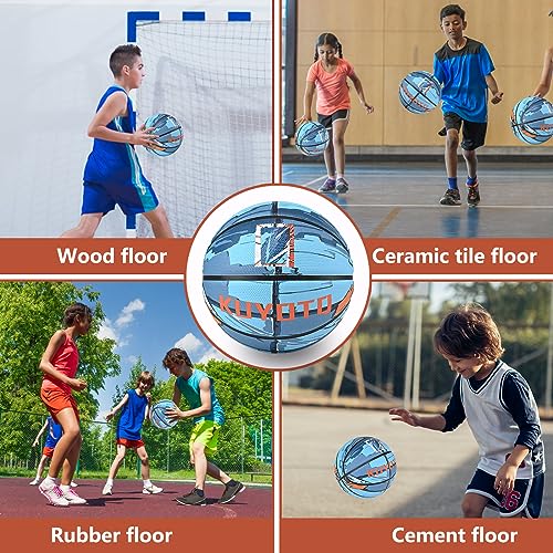 KUYOTQ Blue Armor Graffiti Kids/Youth Size 5 Basketball (27.5") High Density Thickened Rubber for Ages 4-10, In & Outdoor Basketball (1 Pump + 3 Needles Included) - Image 5