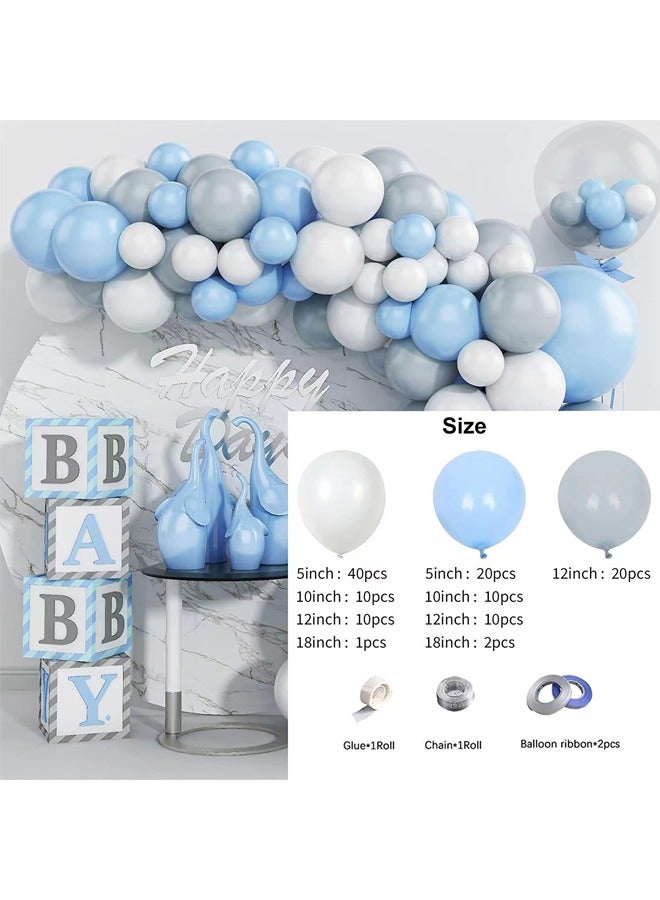 زيمي 126 قطعة من البالونات المزخرفة المصنوعة من اللاتكس باللون الأزرق والرمادي - مثالية للتخرج وحفلات استقبال المولود الجديد وحفلات الزفاف وأعياد الميلاد وحفلات العزوبية - مناسبة للداخلية والخارجية - Image 2