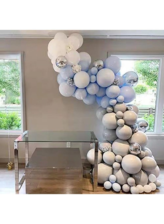 زيمي 126 قطعة من البالونات المزخرفة المصنوعة من اللاتكس باللون الأزرق والرمادي - مثالية للتخرج وحفلات استقبال المولود الجديد وحفلات الزفاف وأعياد الميلاد وحفلات العزوبية - مناسبة للداخلية والخارجية - Image 4