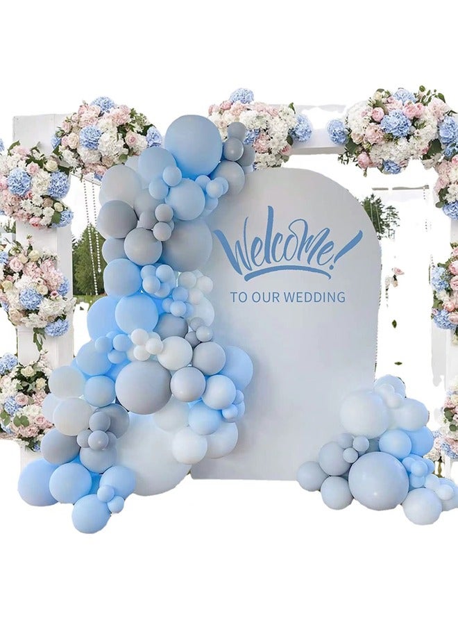 زيمي 126 قطعة من البالونات المزخرفة المصنوعة من اللاتكس باللون الأزرق والرمادي - مثالية للتخرج وحفلات استقبال المولود الجديد وحفلات الزفاف وأعياد الميلاد وحفلات العزوبية - مناسبة للداخلية والخارجية - Image 5