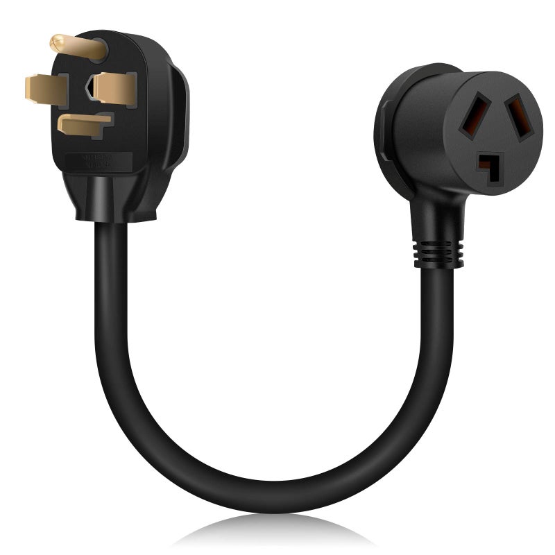 WELLUCK 1.5FT 3 Prong to 4 Prong Dryer Adapter, 3 to 4 Prong Dryer Plug Adapter, 4 Prone Dryer Outlet Adapter, 14-30P Male to 10-30R Female Receptacle for Old Clothes Dryer Converter, 30A, 250V - Image 1