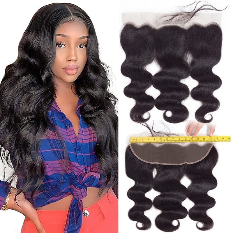 QTHAIR QTHAIR Free Part Ear To Ear 13x4 Full Frontal Lace Closure 10inch Brazilian Body Wave Bleached Knots 100 Unprocessed Brazilian Virgin Best Remy Real Human Hair Front Closures Natural Black 