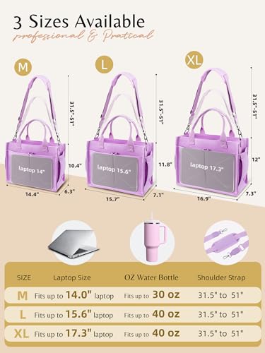 BESBESME Canvas Tote Bag for Women with Zipper, Compartments & Luggage Sleeve, Work and College Crossbody Bag, Adjustable Strap, Laptop Purse for Teacher, Nurse, Travel, Bible Study, Purple M - Image 4