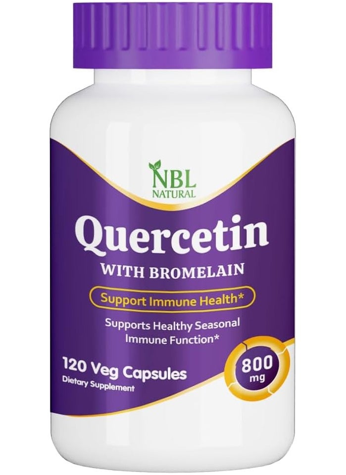 NBL Natural - Quercetin with Bromelain, 800mg, 120 Vegetarian Capsules, Immune Health Support Supplement - Image 1