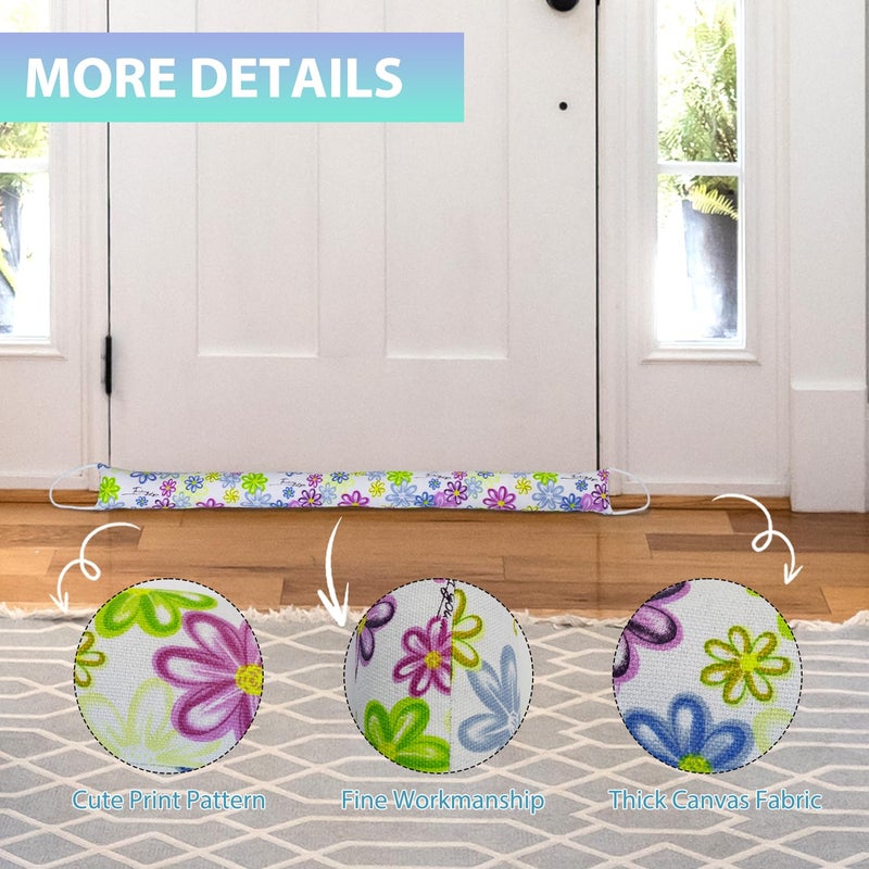 SANFERGE Weighted Door Draft Stopper, 2 Pack 36 Inch Under Door Blocker, Bottom of Door Window Air Noise Light Gap Filler, Saving Energy Cartoon Print Canvas Cotton 2.2Lb - Image 5