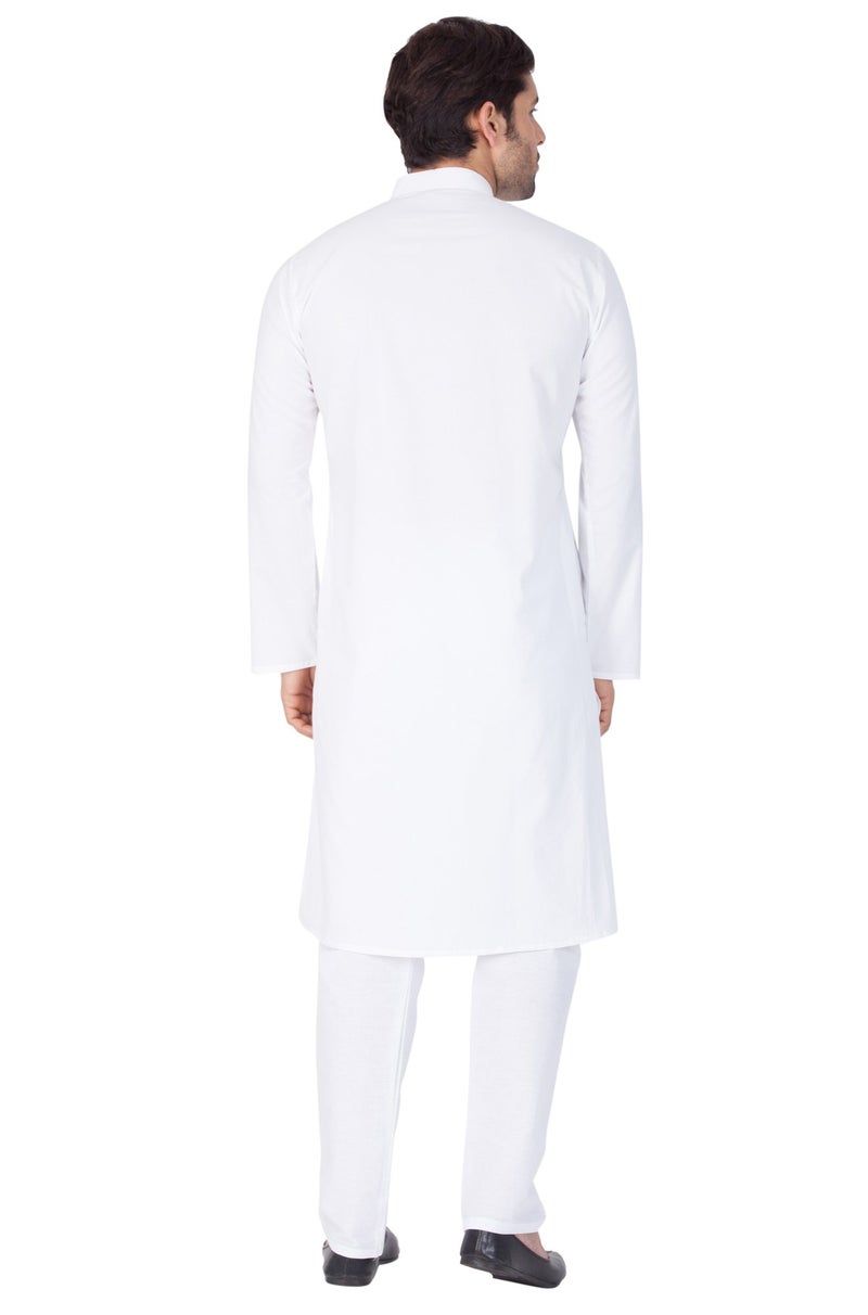 VASTRAMAY Men Pure Cotton White Kurta Pyjama Set – Super Soft Comfortable Ethnic Wear for Eid, Holi, Weddings & Festive Occasions – Classic Traditional Cotton Kurta with Pyjama - Image 5