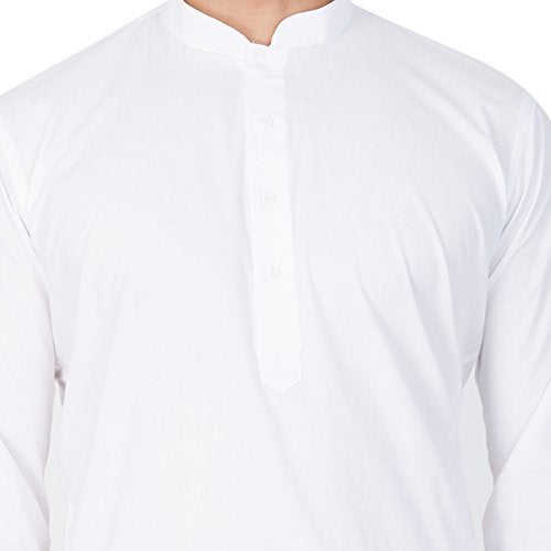 VASTRAMAY Men Pure Cotton White Kurta Pyjama Set – Super Soft Comfortable Ethnic Wear for Eid, Holi, Weddings & Festive Occasions – Classic Traditional Cotton Kurta with Pyjama - Image 3
