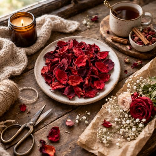 LandSlide | Rose Potpourri | Scented Dried Flowers & Leaves for Home & Office Decorations | Red | 100gm - Image 2