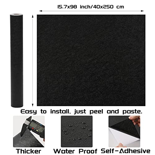 LOVADA Peel and Stick Wallpaper Black Silk Wall Paper - 15.7 x 98 Inch Self Adhesive Wallpaper Peel and Stick, Easy to Paste Wall Contact Paper for Stand Liner, Table and Door Makeover Decor - Image 2