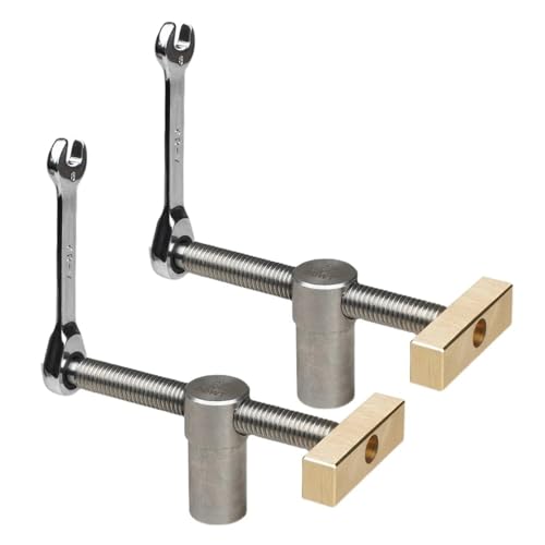 DDWT 2 Pack Bench Dog Clamp 3/4 Inch Dog Hole Clamp Woodworking Adjustable Workbench Stop Stainless Steel Brass (19mm) - Image 1