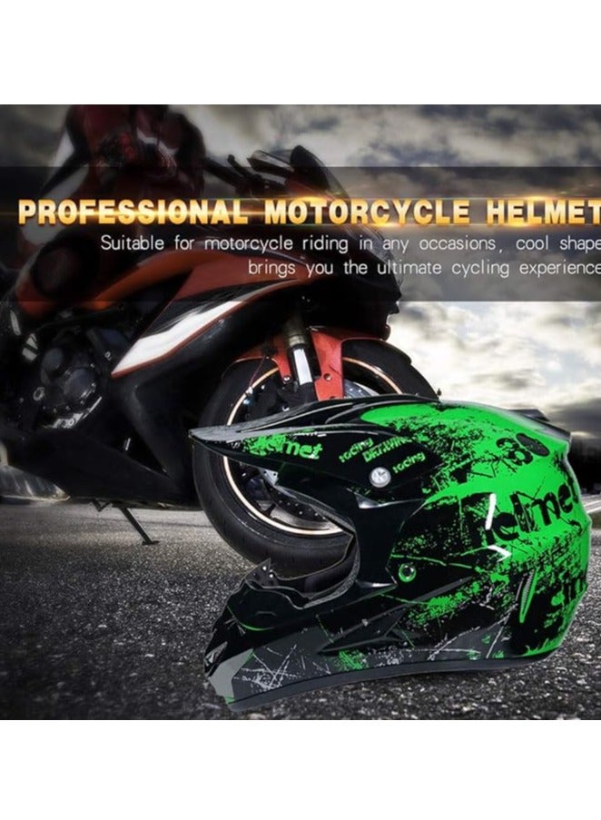 DUNISO Full face motorcycle helmet, ABS material off-road riding helmet, collision resistant, breathable and lightweight, with gloves, face mask, goggles, suitable for both men and women - Image 1