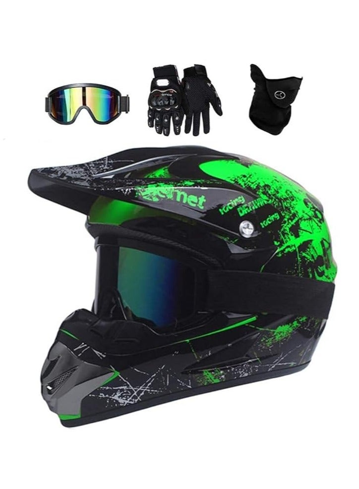 DUNISO Full face motorcycle helmet, ABS material off-road riding helmet, collision resistant, breathable and lightweight, with gloves, face mask, goggles, suitable for both men and women - Image 2