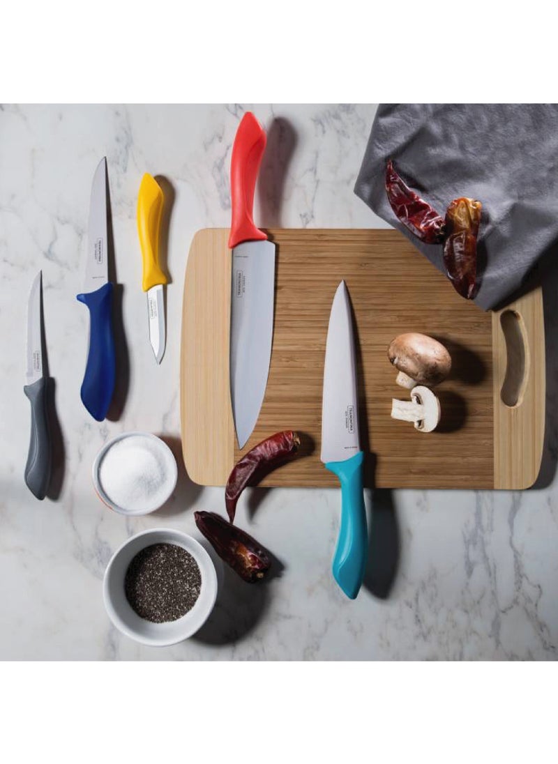 TRAMONTINA - Since 1911,Made in Brazil-  6 Pieces Knives Set With Cutting Board | Stainless Steel Blades With Polypropylene Handles Multicolor | Chef, Kitchen, Boning, Steak And Vetables Knife Affilata - Image 1