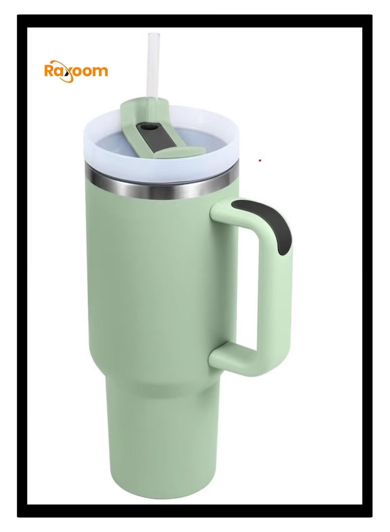 Raxoom Stainless Steel Vacuum Insulated Tumbler Straw for Water, Iced Tea or Coffee, Smoothie and More, Green Quartz, 40 oz  - Image 2