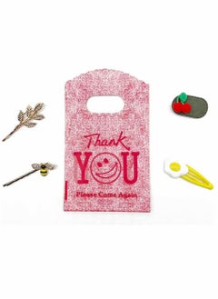 Y&D Small Plastic Merchandise Bags, Shopping Retail Gift Bags with Die Cut Handles, for Red Thank You 100 Count 9 x 15 cm  - Image 2