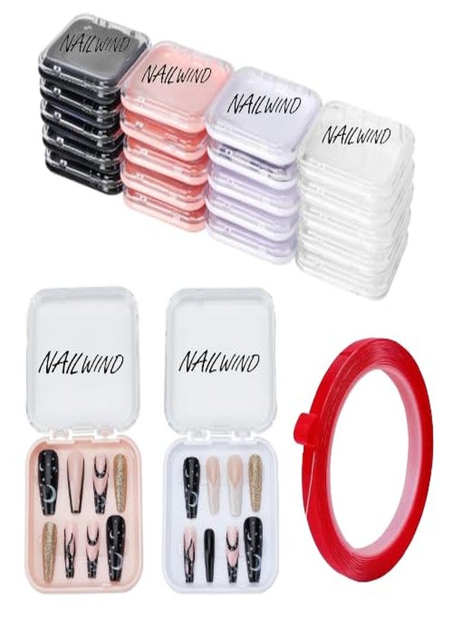 نيل ويند علبة تخزين أظافر لاصقة من نايل ويند، 12 قطعة مع شريط لاصق مزدوج الجوانب، علبة عرض أظافر أكريليك شفافة لصالونات التجميل - (بدون أظافر) - Image 1