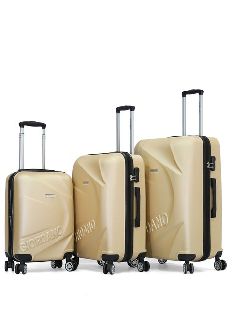Hardside 3 Piece Luggage Trolley Set champagne