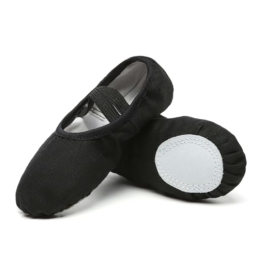 Danzcue Ballet Shoes for Women Soft Canvas Adult Dance Slippers, Ideal Ballet Flats for Women, Black 9M - Image 1