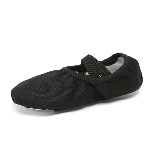 Danzcue Ballet Shoes for Women Soft Canvas Adult Dance Slippers, Ideal Ballet Flats for Women, Black 9M - Image 3