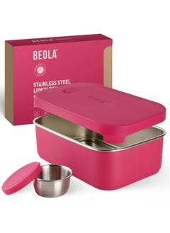 BEOLA Stainless Steel Lunch Box Food Container with sauce cup - 900ml, Raspberry  - Image 1