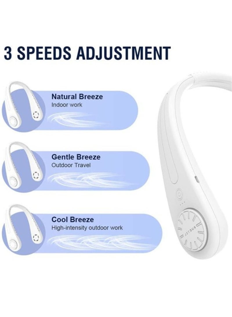 Portable Neck Fan, Wearable Personal Fan, USB Rechargeable Battery Powered Bladeless Mini Cooling Fan with 3 Speeds - Image 4