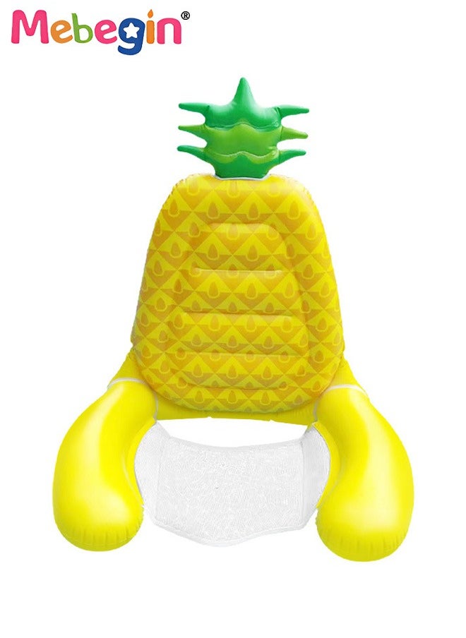 MEBEGIN - Pineapple Shape Swimming Float with Mesh Bottom, Unique Inflatable Pool Float for Adults and Kids, Sturdy Durable Pool Floating Chair, Fun Water Toys, Suitable for Summer Pools, Beaches, Parties and Water Sports, 73*60*83cm - Image 1