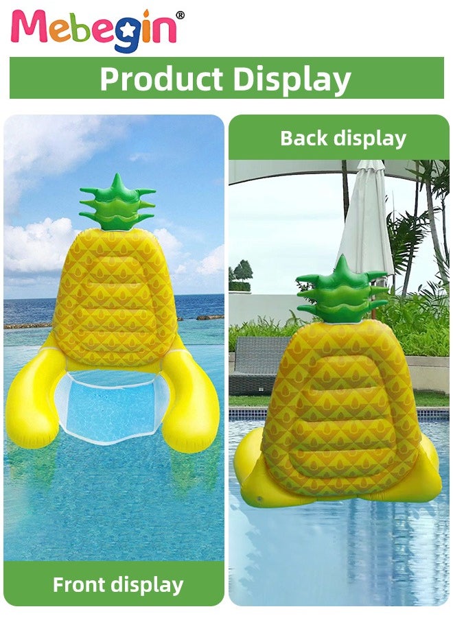 MEBEGIN - Pineapple Shape Swimming Float with Mesh Bottom, Unique Inflatable Pool Float for Adults and Kids, Sturdy Durable Pool Floating Chair, Fun Water Toys, Suitable for Summer Pools, Beaches, Parties and Water Sports, 73*60*83cm - Image 1
