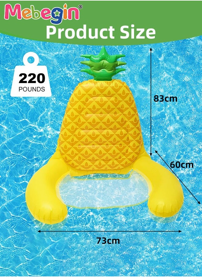MEBEGIN - Pineapple Shape Swimming Float with Mesh Bottom, Unique Inflatable Pool Float for Adults and Kids, Sturdy Durable Pool Floating Chair, Fun Water Toys, Suitable for Summer Pools, Beaches, Parties and Water Sports, 73*60*83cm - Image 1